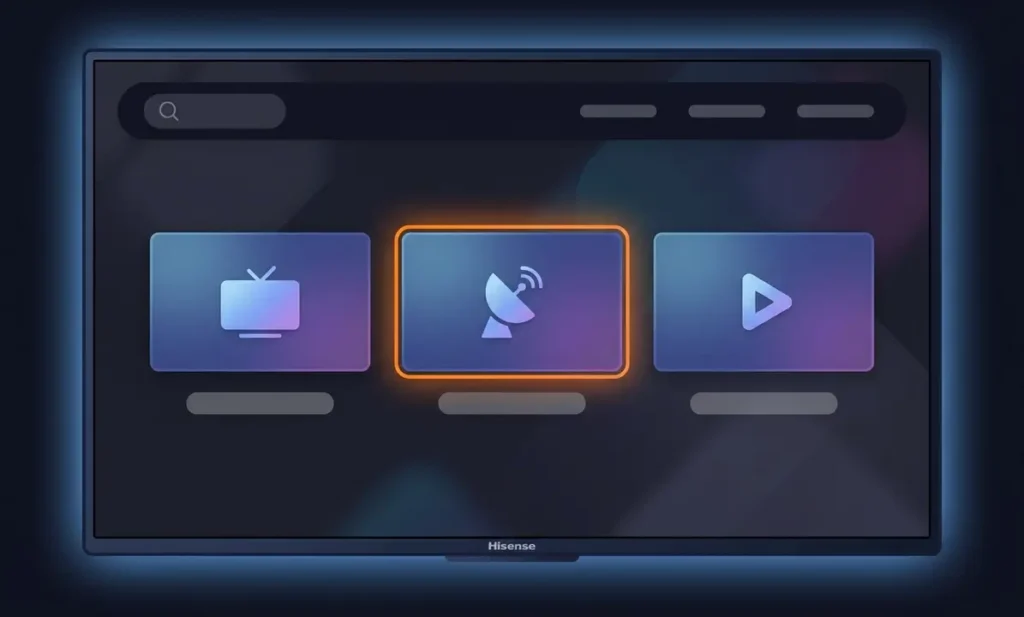 VIDAA app store on a Hisense TV showing IPTV player apps to install